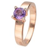 Bron 14K. rose gold 'Phlox' ring set with approx. 0.71 ct. amethyst and approx. 0.02 ct. diamond.