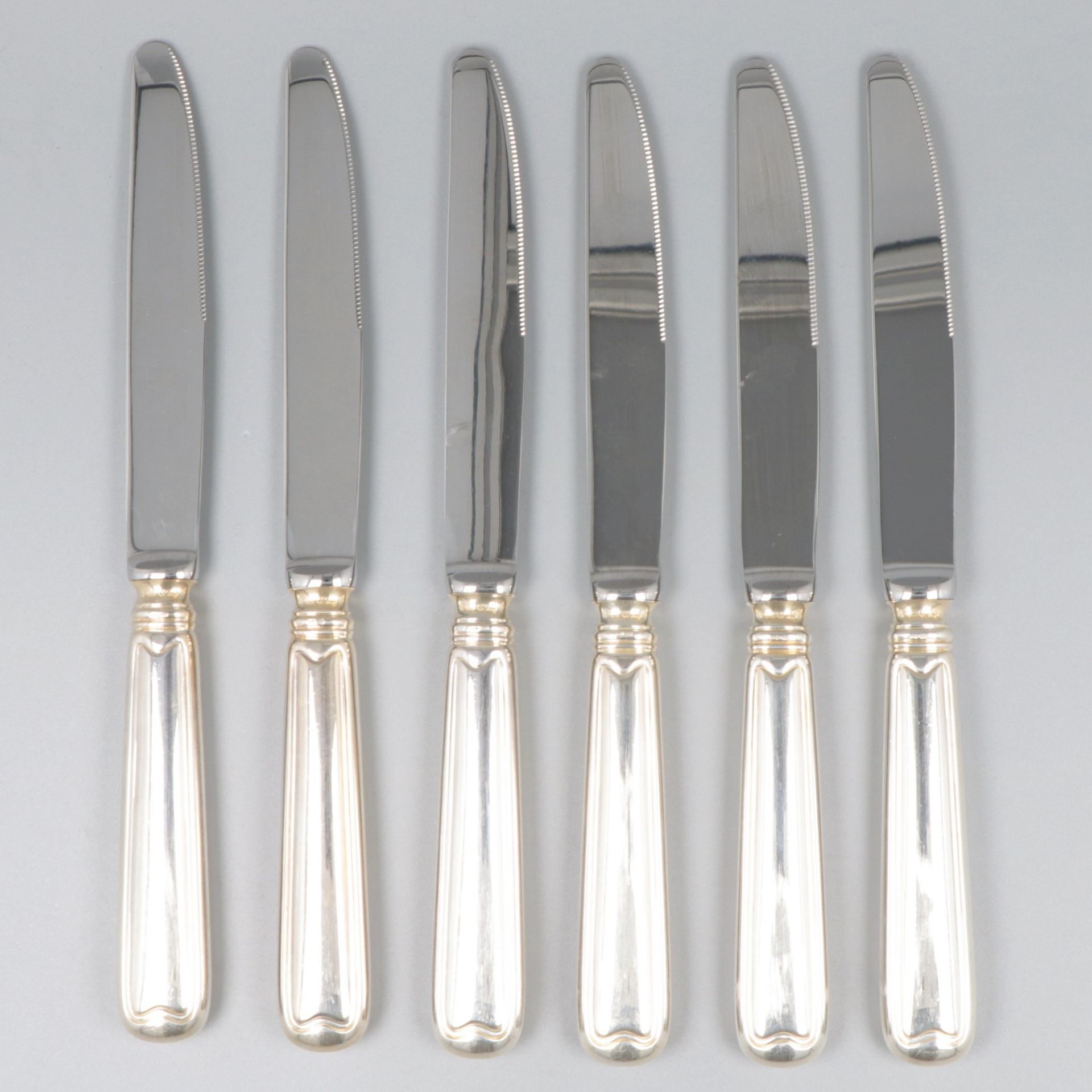 Robbe & Beking 6-piece set of dessert knives, model Alt-Faden, silver. - Image 2 of 9