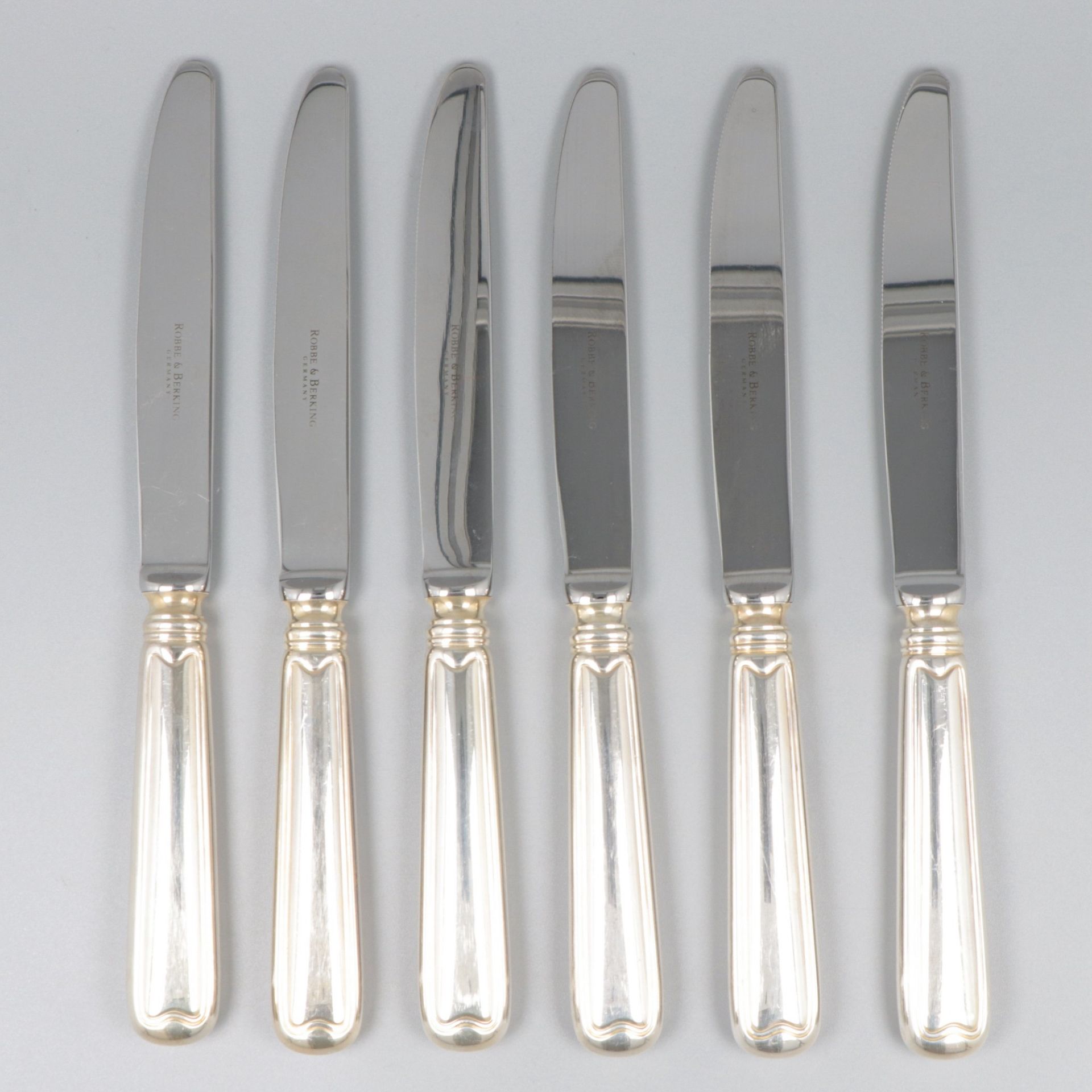 Robbe & Beking 6-piece set of dessert knives, model Alt-Faden, silver. - Image 4 of 9