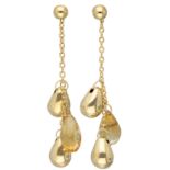 18K. Yellow gold earrings with drop-shaped pendants including citrine.
