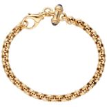 18K. Yellow gold jasseron link bracelet with sapphire at the closure.