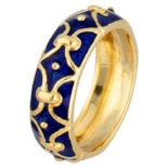 18K. Yellow gold ring with blue enamel from Hidalgo Jewelry.
