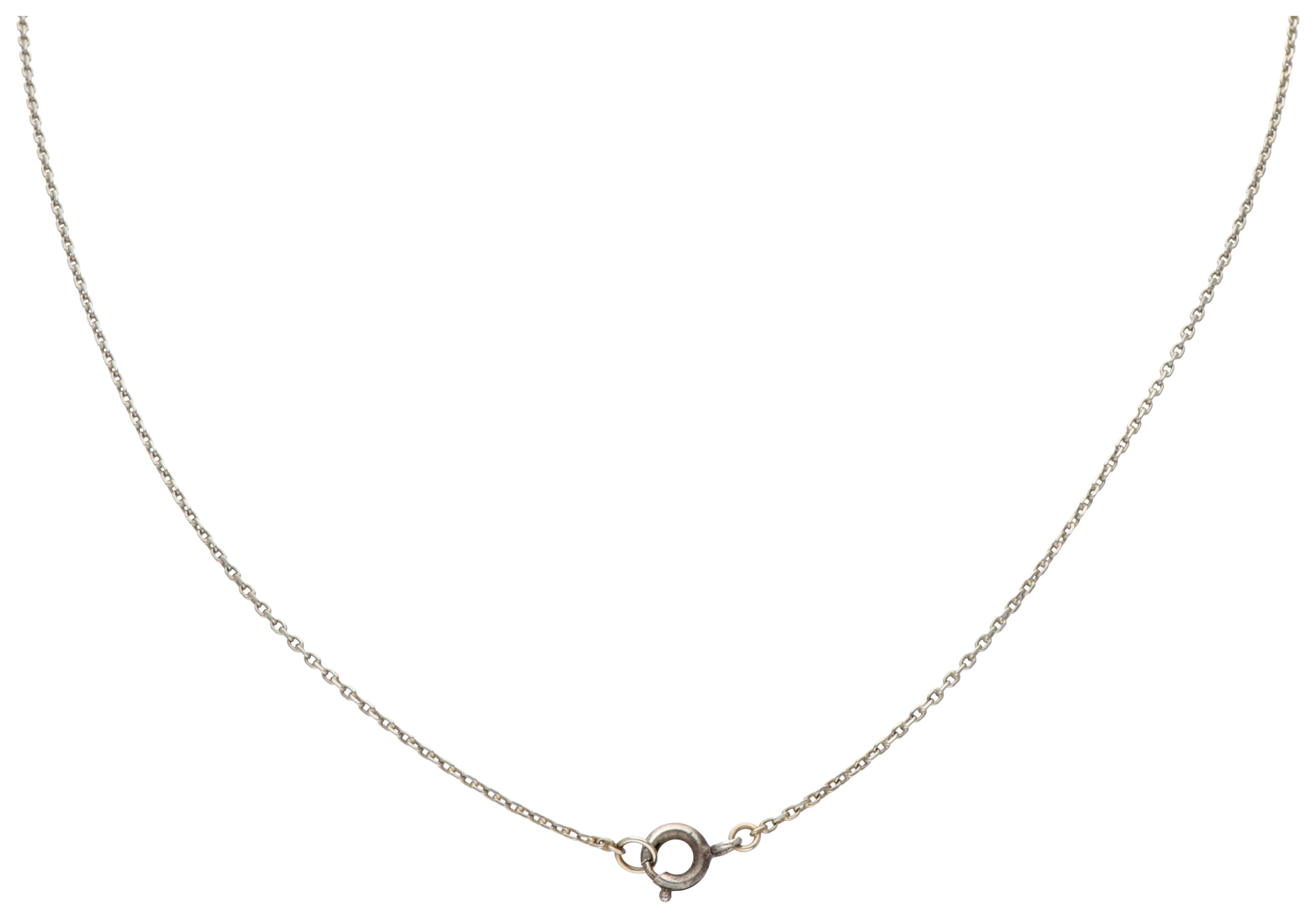 14K. White gold Art Deco pendant set with rose cut diamonds and necklace.  - Image 3 of 3