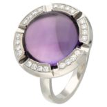 Chaumet 18K. white gold 'Class one Croisière' entourage ring set with amethyst and diamond.