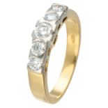 18K. Yellow gold demi-alliance ring set with approx. 0.55 ct. diamond.