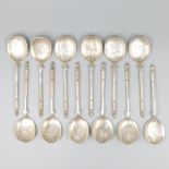 12-piece set ice cream spoons silver.