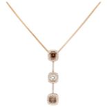 Italian design 18K. rose gold necklace and pendant set with approx. 3.20 ct. diamond.