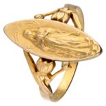 Art Nouveau religious French FIX navette ring with Mary.
