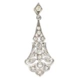 14K. White gold Art Deco pendant set with approx. 0.90 ct. diamond.