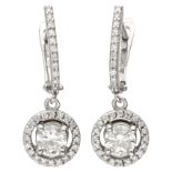 18K. White gold 'halo' earrings set with approx. 1.00 ct. diamond.
