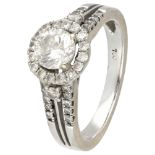 18K. White gold 'halo' ring set with approx. 0.94 ct. diamond.