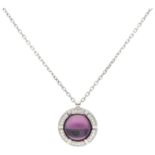 Chaumet 18K. white gold 'Class One Croisière' pendant with amethyst and diamond on necklace.