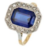 Art Deco 14K. white gold and platinum entourage ring with Verneuil sapphire.
