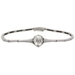 Art Deco 14K. white gold bracelet set with a rose cut diamond.