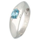 Piaget 18K. white gold dome ring set with approx. 0.44 ct. blue topaz and diamond.