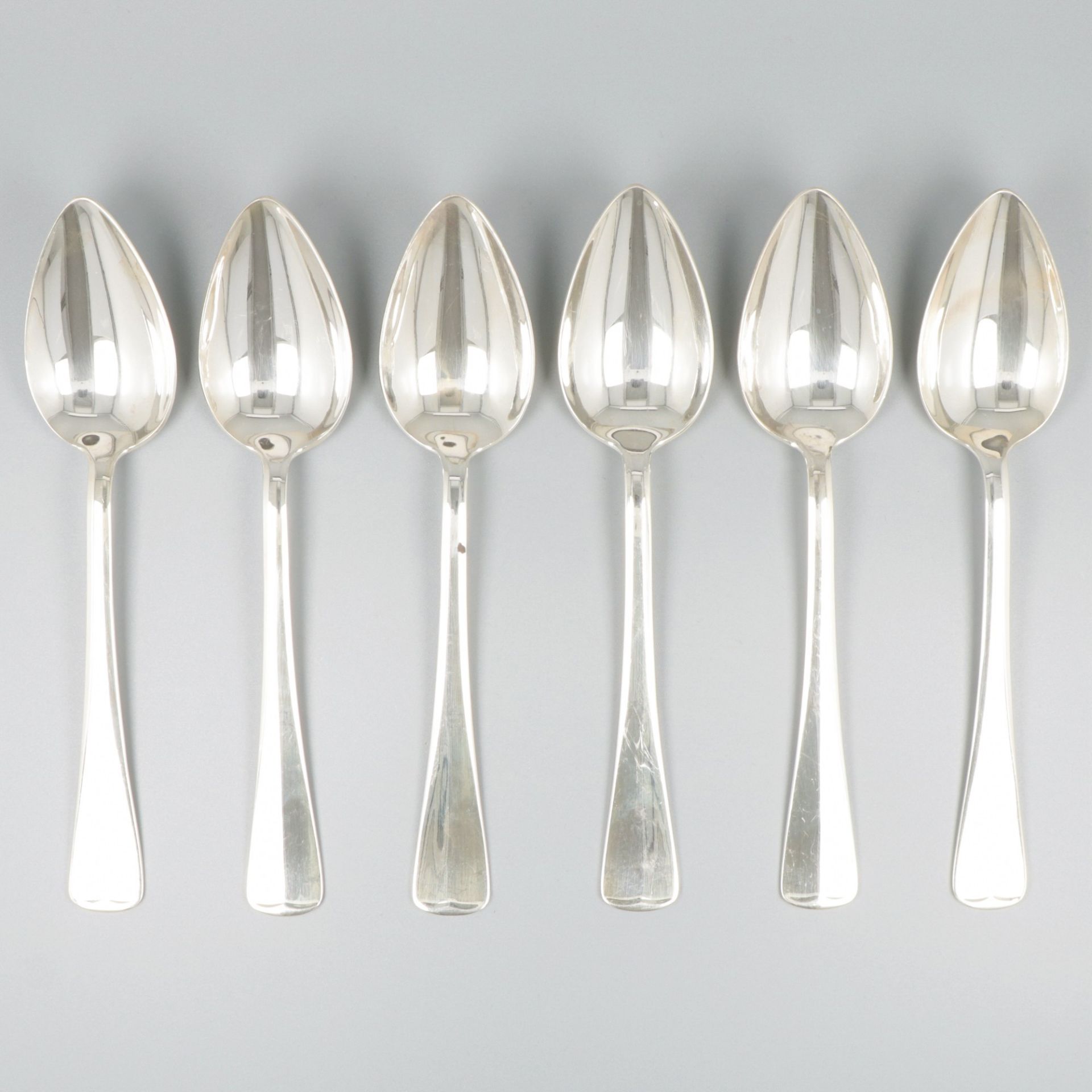 6-piece set dinner spoons "Haags Lofje" silver.