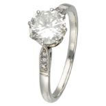 14K. White gold solitair ring set with approx. 1.53 ct. diamond.