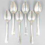 6-piece set dinner spoons ''Haags Lofje'' silver.