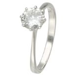 18K. White gold solitaire ring set with approx. 1.21 ct. diamond.