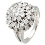 14K. White gold entourage ring set with approx. 1.25 ct. diamond.