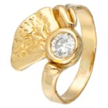 Belgian 18K. yellow gold Unica Simonne (Monhof) Muylaert-Hofman naturalistic design ring set with ap