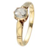 Antique 14K yellow gold solitaire ring set with a rose cut diamond.