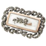 835 Silver Portuguese brooch set with mother-of-pearl and marcasites.