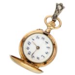 Antique 18K yellow gold ladies pocket watch, wearable as a piece of jewellery.