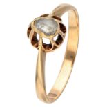 Antique 14K yellow gold solitaire ring set with a rose cut diamond.