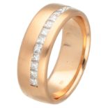 18K Yellow gold ring with matted finish set with approx. 0.40 ct. princess cut diamond.