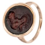 Vintage 10K rose gold ring set with an intaglio of a nymphe.