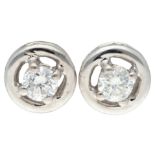 14K White gold ear studs set with approx. 0.20 ct. diamond.