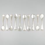 10-piece set of ice cream spoons "Haags Lofje" silver.
