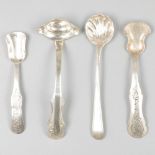 4-piece lot of scoops, silver.