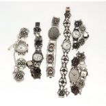 No Reserve - Lot silver ladies watches.