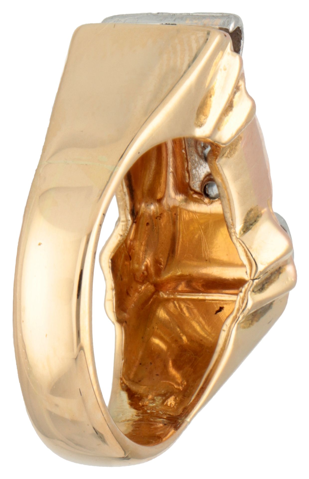 18K Bicolour gold retro ring set with approx. 0.10 ct. diamond. - Image 2 of 2
