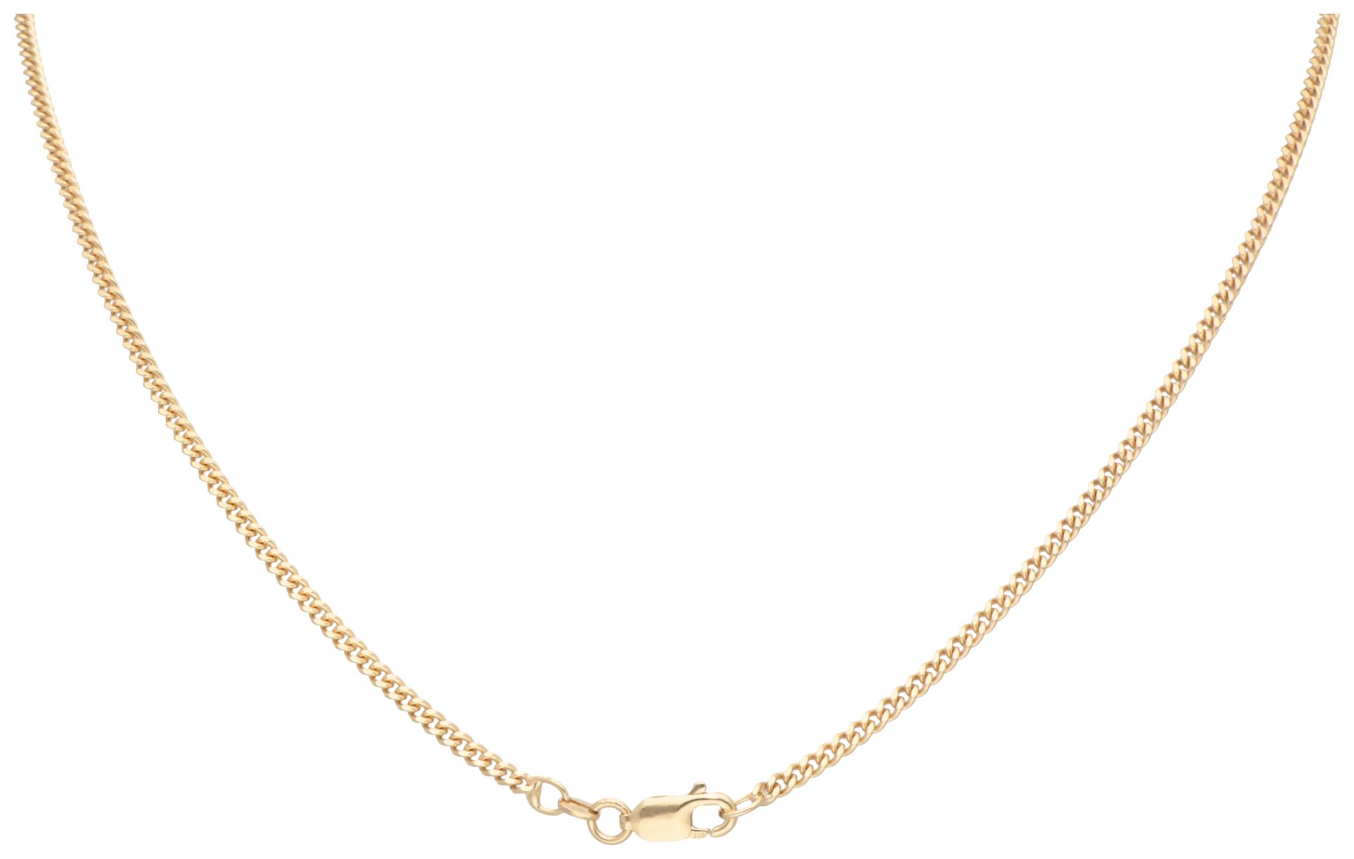 9K yellow gold gourmet necklace with half pearl and diamond pendant. - Image 3 of 3