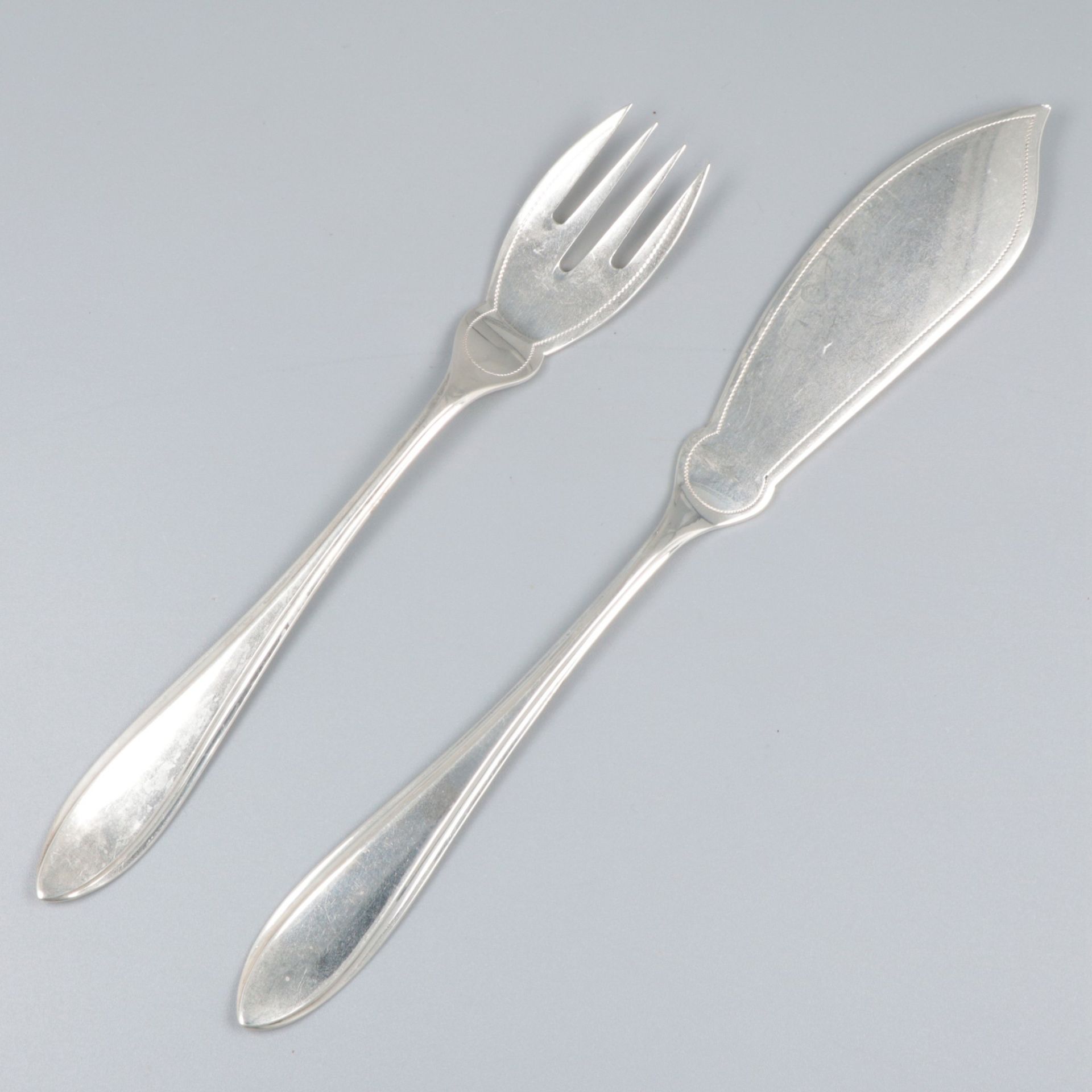 12-piece fish cutlery "Hollands Puntfilet", silver. - Image 2 of 6