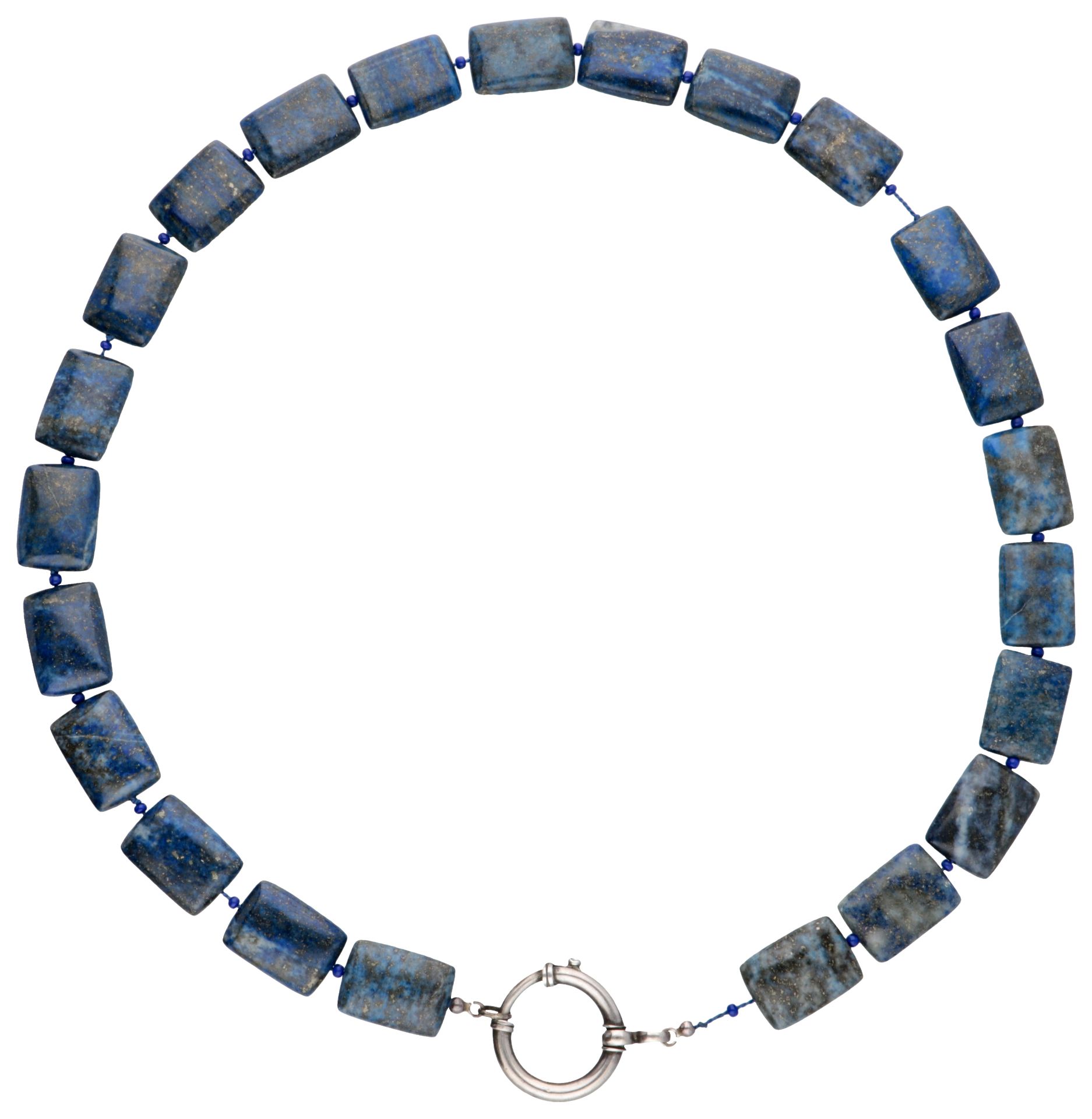 Lapis lazuli necklace and pendant with silver closure. - Bild 2 aus 3