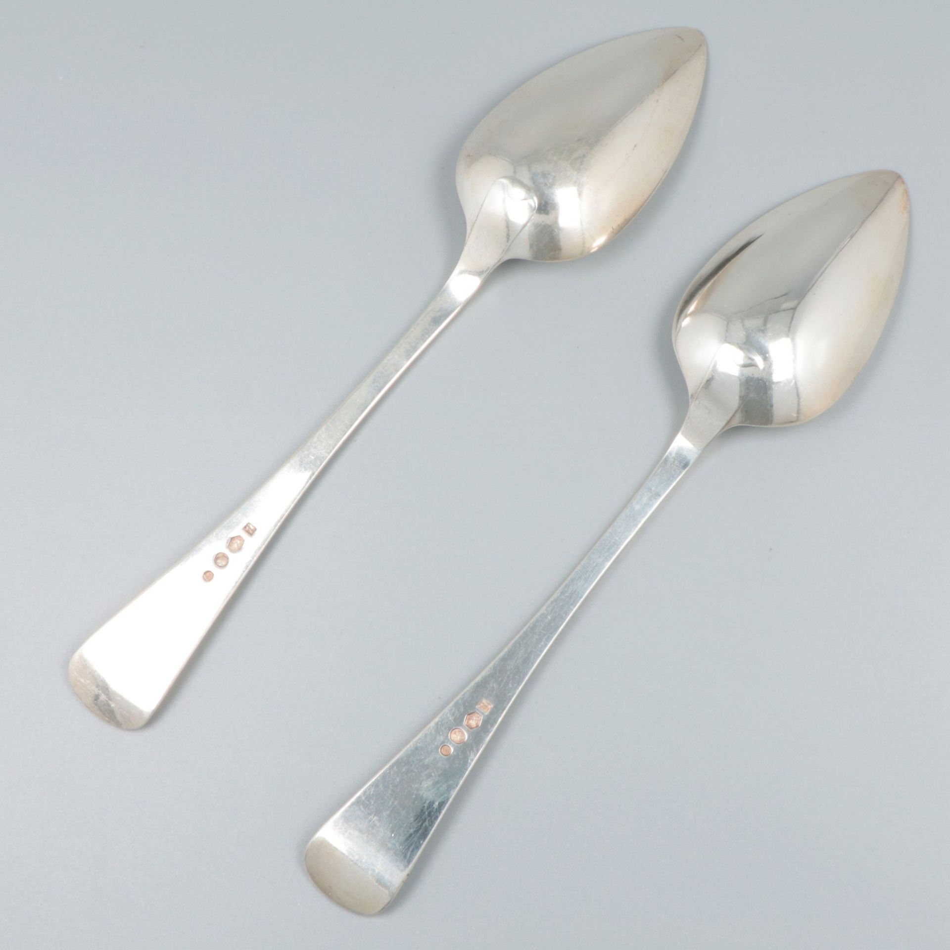 6-piece set dinner spoons "Haags Lofje", silver. - Image 3 of 6