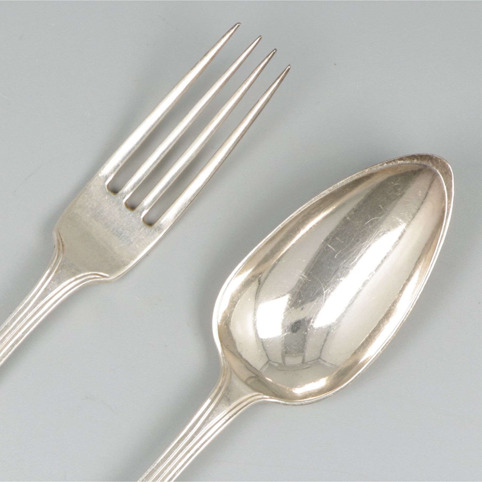 Silver dinner spoon and fork, Pieter Las van Bennekom, Amsterdam 1820. - Image 4 of 6