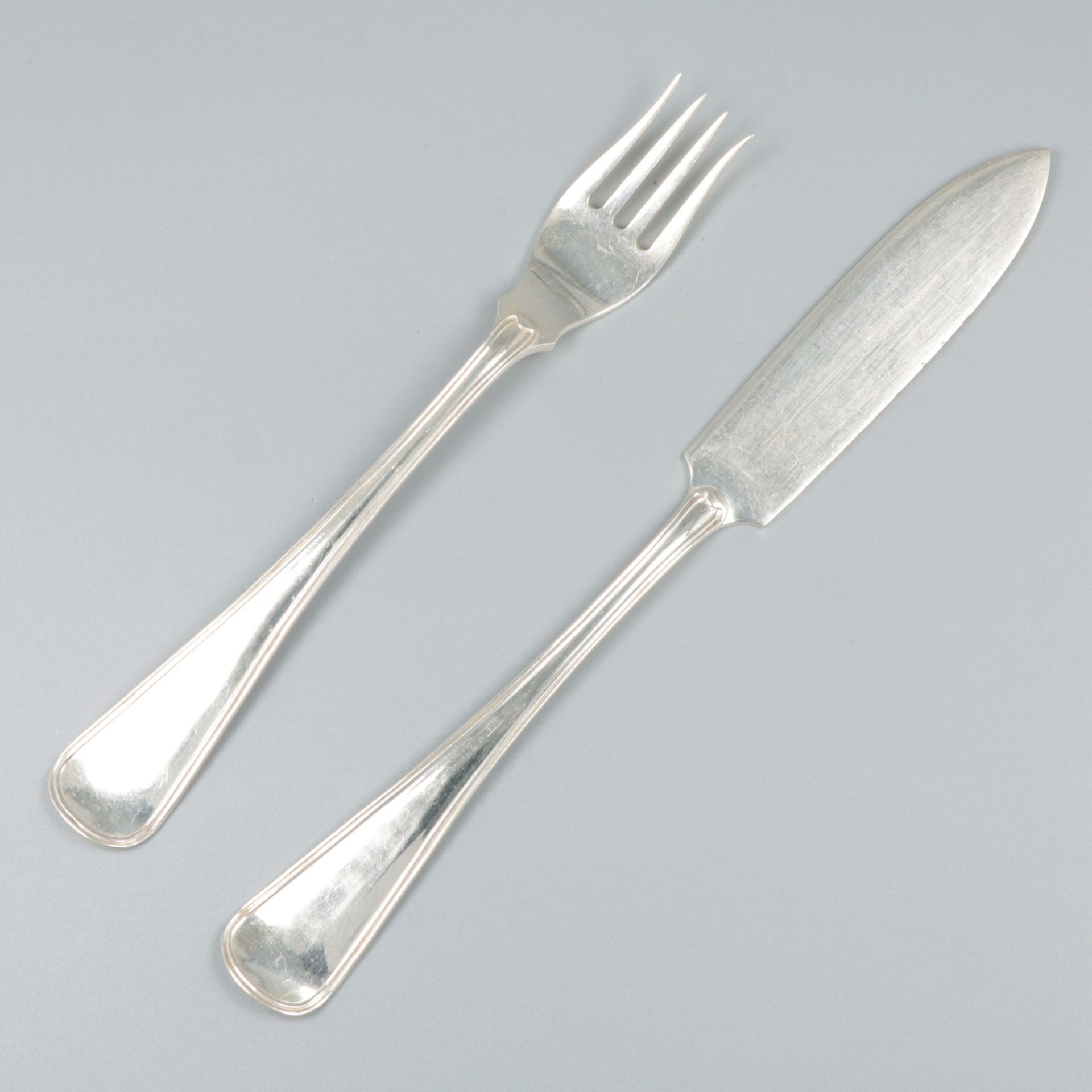 8-piece fish cutlery "Hollands Rondfilet", silver. - Image 2 of 6