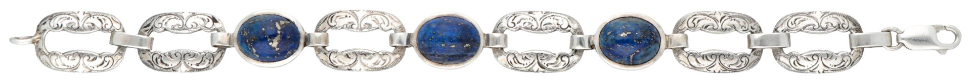 Silver link bracelet with lapis lazuli - Image 2 of 3