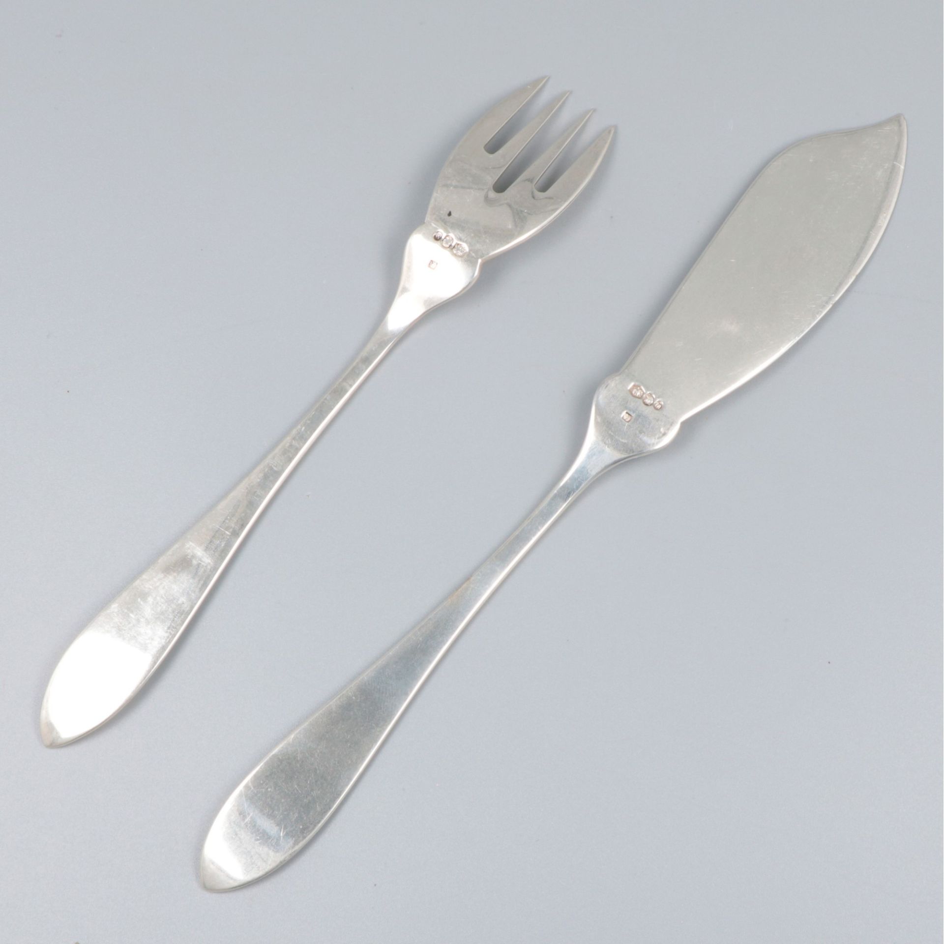 12-piece fish cutlery "Hollands Puntfilet", silver. - Image 3 of 6