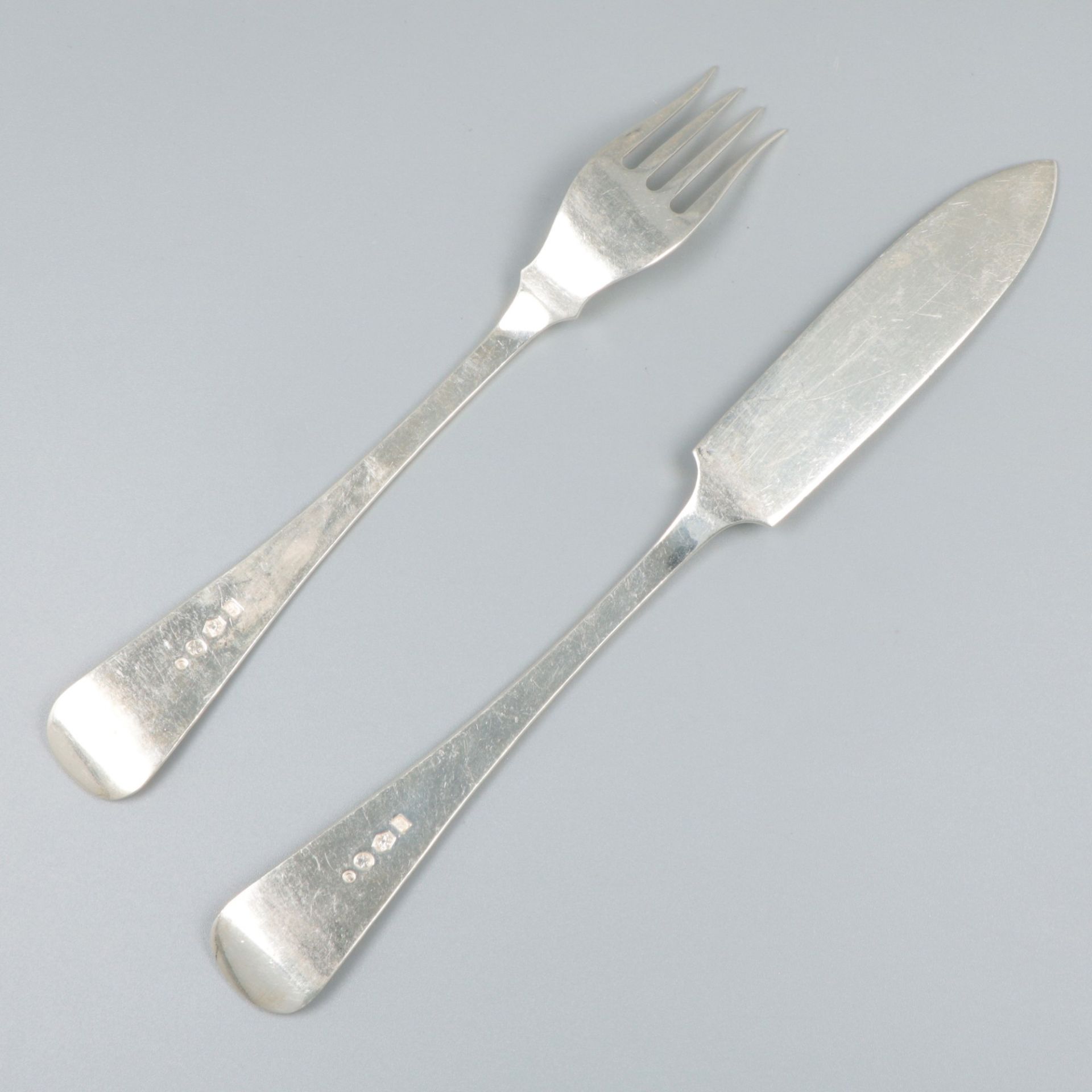 8-piece fish cutlery "Hollands Rondfilet", silver. - Image 3 of 6