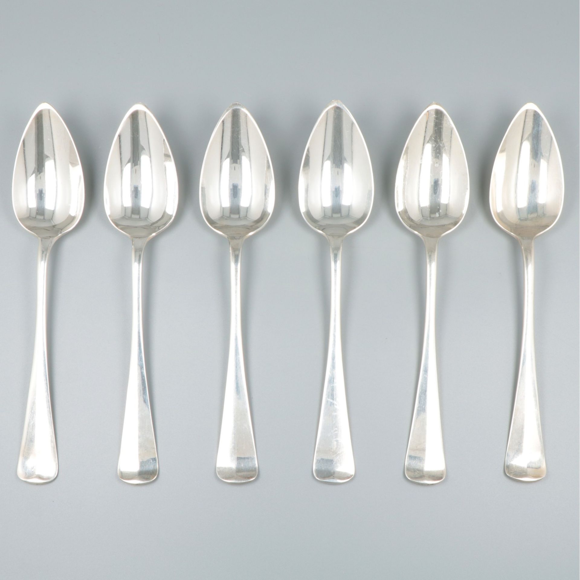 6-piece set dinner spoons "Haags Lofje", silver.