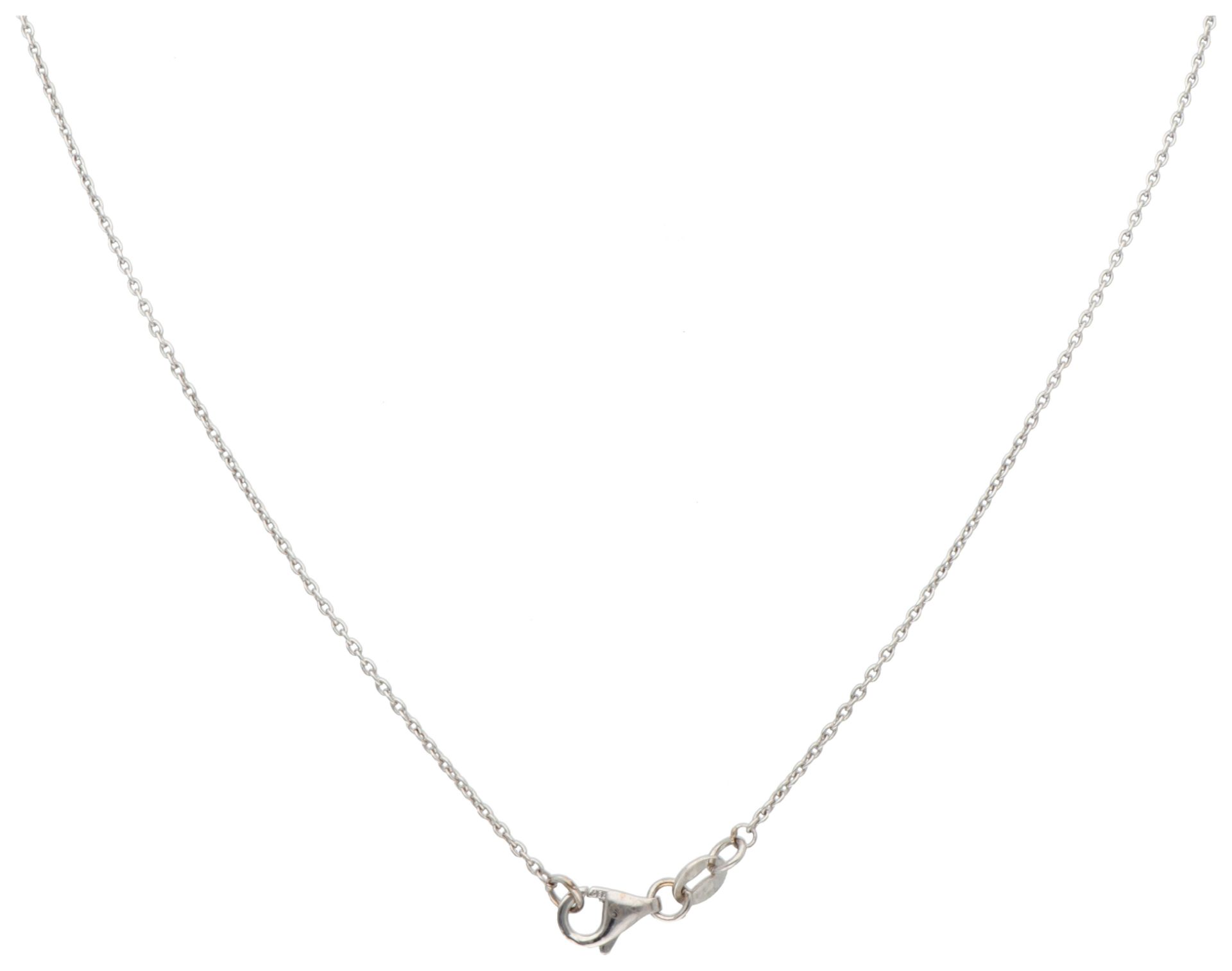 18K White gold necklace with halo pendant set with moissanite and simili. - Image 3 of 3
