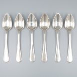 6-piece set of spoons "Hollands Rondfilet", silver.