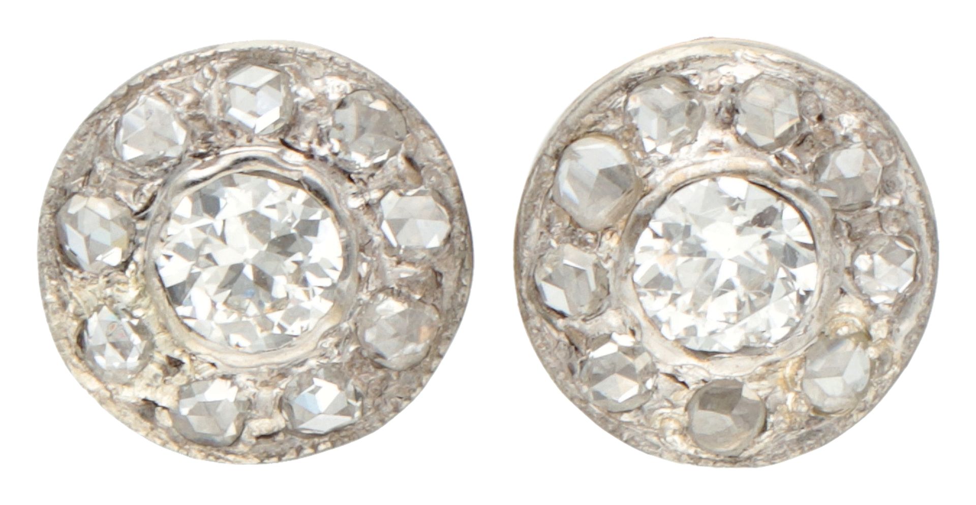 12K White gold ear studs with diamonds.