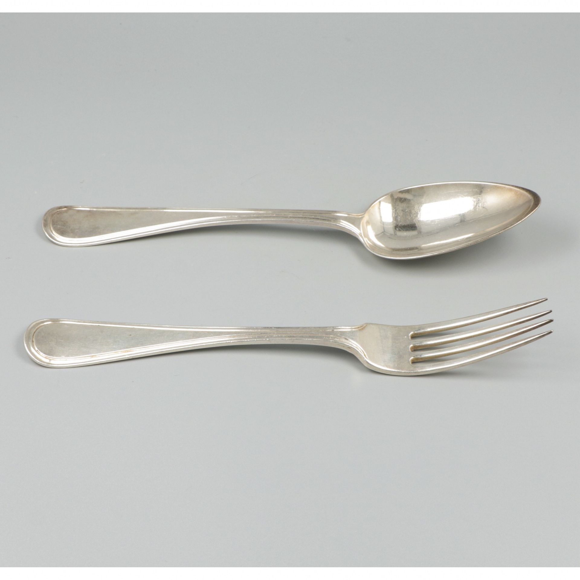 Silver dinner spoon and fork, Pieter Las van Bennekom, Amsterdam 1820. - Image 3 of 6